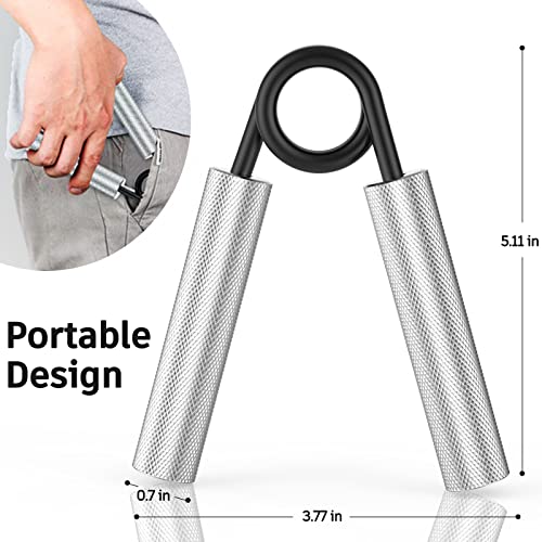 Grip Strength Trainer 4 Pack,50LB-200LB Metal Hand Grip Strengthener,Non-Slip Heavy-Duty Forearm Exerciser,Hand Gripper for Muscle Building and Hand Rehabilitation Exercising - color: Silver