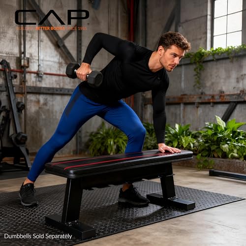CAP Barbell Flat Weight Bench with Dumbbell Storage – Home Gym Bench for Strength Training, Dumbbell Workouts & Space-Saving Organization