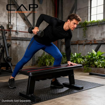 CAP Barbell Flat Weight Bench with Dumbbell Storage – Home Gym Bench for Strength Training, Dumbbell Workouts & Space-Saving Organization