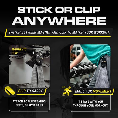 Microfiber Gym Towel - Sweat Absorbing, Quick Dry & Odor-Resistant Workout Towel for Men & Women with Magnet & Clip for Easy Attachment to Benches, Equipments & Bags - 29” x 29” (Grey)