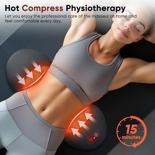 3 in 1 Upadate Rechargeable Electric Lumbar Support Pillow with Adjustable Height for Bed and Chair,Cordless Back Massager for Pain Relief Deep Tissue,Back Massager with Heat for Home & Office