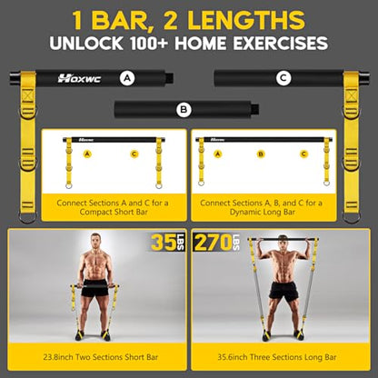 HOXWC Heavy Pilates Equipment, Portable Pilates Bar Kit with Resistance Bands, Professional Adjustable Squat Workout Equipment for Men, Home Gym Muscle Strength Training, Full Body Exercise - style: 330lbs