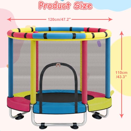 Trampoline for Kids with Safety Enclosure Net, Indoor & Outdoor Toddler Trampoline, 47" Baby Mini Recreational Trampolines, Safe No-Gap Design, Birthday Gifts for Children & Boys & Girls, Age 1-8