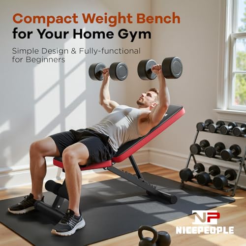 Adjustable Weight Bench for Home Gym, 660LBS Stable Workout Bench with 8 Backrest for Full Body Dumbbell & Bench Press Training, Compact Foldable Strength Bench for Small Spaces Apartments