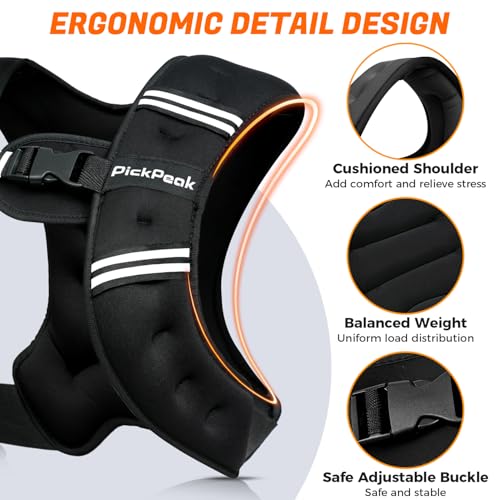 Weighted Vest for Woman Man 5lb/6lb/8lb/11lb/12lb/13lb/15lb/20lb/25lb/30lb Weighted Vest for Walking, Strength Training Weight Vest with Adjustable Buckle Detachable Phone Pouch for Running Workout