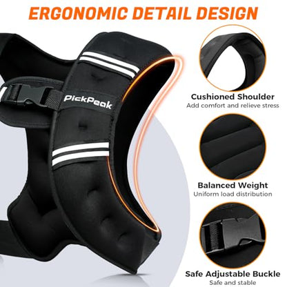 Weighted Vest for Woman Man 5lb/6lb/8lb/11lb/12lb/13lb/15lb/20lb/25lb/30lb Weighted Vest for Walking, Strength Training Weight Vest with Adjustable Buckle Detachable Phone Pouch for Running Workout