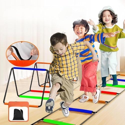 Agility Ladder Soccer Ladder Power Ladder Carbon Steel Material Easy Assembly Suitable for Football Basketball Rugby Volleyball - size: 6 Grids With Bag