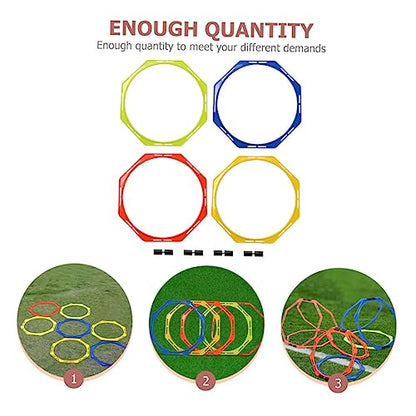 POPETPOP 4 Pack Speed Agility Training Set Multi-Functional Training Agility Rings Soccer Hurdles Circles Workout Rings Soccer Gear