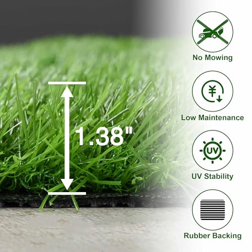 Yescom 1.38" H(3'x50'x4Pcs) Sports Workout Outdoor Gym Flooring Turf for - size: 1.38"H-3'x50'x4pcs(600Sq.Ft)