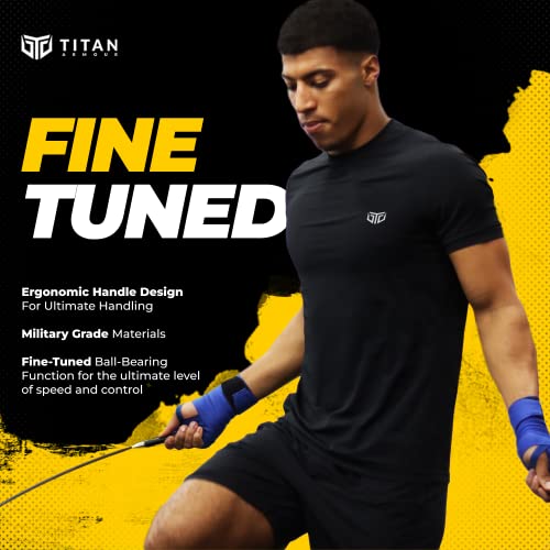 Titan Armour® Speed Rope - Professional Self-Locking & Adjustable, Adult Speed Jump Ropes for Fitness | 2 x Steel Ropes, Cable Protector & Travel Case | Jump Rope Crossfit, Boxing, Fitness MMA for Men & Women - color: Black-2