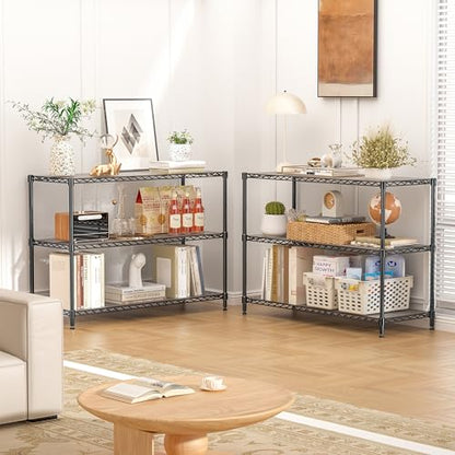 795LBS 3-Shelf Adjustable Storage Shelves 35.1" W x 14" D x 36" H Metal Shelving Unit Heavy Duty Wire Rack Small Organizer with Shelf Liners for Kitchen Pantry Bathroom Closet Garage Black - size: 35.1" W x 14" D x 36" H-3 Tier