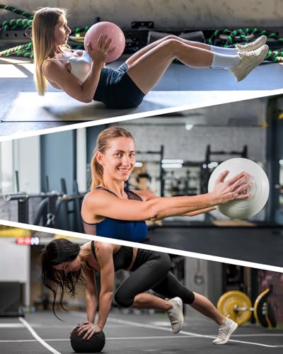 YOTTOY Medicine Ball for Exercise-slam Ball for 6&10&15 lb,Non Slip Grip,Durable Construction,Sand Filling Training,Workout,Gym for Man&Woman