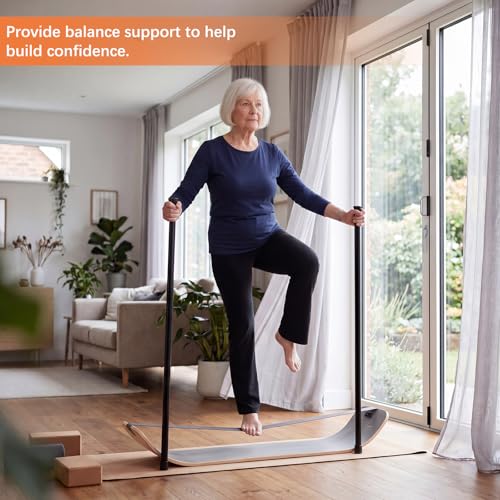 Outus 2 Set Slackboard Training Standing Pole 60 Inch Steel Adjustable Stick with Non-Slip Ends Multi-Functional Balance Assist Accessories for Yoga Sport Fitness Workouts Balance Flexibility at Home