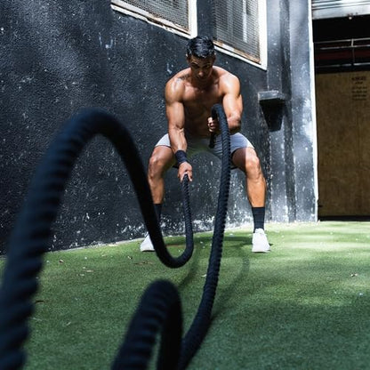 Get Out! Workout Fitness Training Climbing Rope in Black – Battle Rope for Kids & Adults Outdoor & Indoor Gym Exercise - style: 15ft
