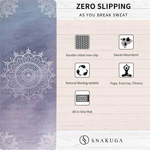 Travel Yoga Mat, Non Slip Exercise Suede Mat with Carry Bag, All-Purpose Fitness Mat with High Density Anti-Tear Surface for Women, Ideal for Pilates Workout (72'' x 24'' x 1.5mm Thick)