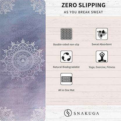 Travel Yoga Mat, Non Slip Exercise Suede Mat with Carry Bag, All-Purpose Fitness Mat with High Density Anti-Tear Surface for Women, Ideal for Pilates Workout (72'' x 24'' x 1.5mm Thick)