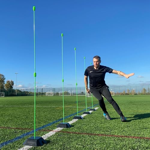 QUICKPLAY PRO Agility Poles (10x Adjustable 3ft to 6ft) for Turf & Court Training - style: Set of 10 Agility Poles + set of 5 base weights