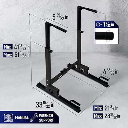 Yes4All Dip Stand 500 LBS Capacity, 80 Levels Adjustable Dip Bars, Dip Station Machine for Home Gym - color: Black