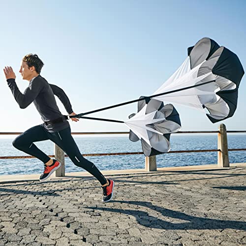 KUYOU Running Speed Training Speed Chute Resistance Parachute for Speed and Acceleration Training Fitness Explosive Power Training 56-Inch - style: 2 Resistance Parachutes + 1 Adjustable Belt