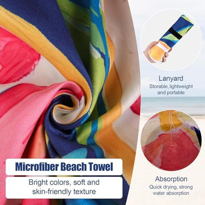 Oversized Microfiber Beach Towel Thin, Tropical Fruit Lemon Double Side Printed Towel 1PC, Large Sand Free Quick Dry Soft Absorbent Compact Towels for Women Men Kids, Summer Pool Swim Bath, 35"x71" - style: Tropical Fruit Lemon