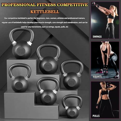 Kettlebell Weights Professional Fitness Training Competitive Kettle Bells, Men's Sports Cast Iron Kettle Ball, Non-Slip Grip, Home/Gym(Purple-20kg)
