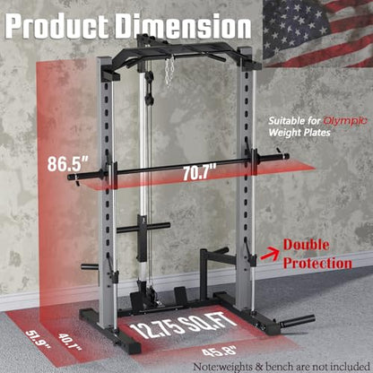 OPPSDECOR All-in-One Adjustable Smith Machine with LAT-Pull Down System - color: Grey