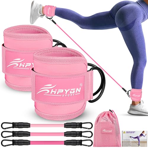HPYGN Ankle Resistance Bands, Ankle Bands for Working Out with Cuffs, Resistance Bands for Leg Butt Training Workout Equipment for Kickbacks Hip Gluteus Training, Ankle Strap with Exercise Bands - color: Pink