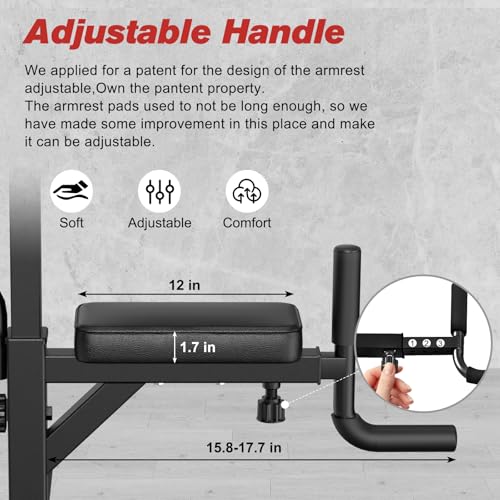 RELIFE REBUILD YOUR LIFE Power Tower Pull Up Bar Station Workout Dip Station for Home Gym Strength Training Fitness Equipment - color: Black