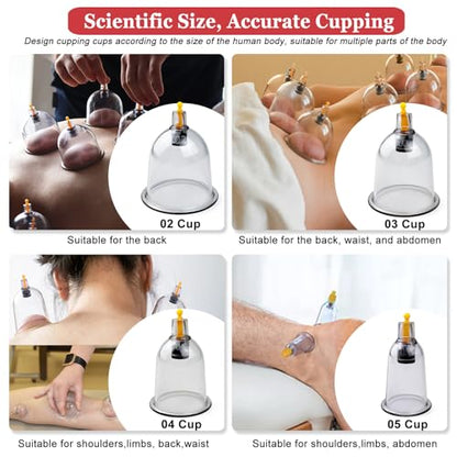 Cupping Set, 19 Cups Cupping Kit for Massage Therapy, Cupping Therapy Set with Pump for Back Massage, Pain Relief, Physical Therapy - size: 19 Cups