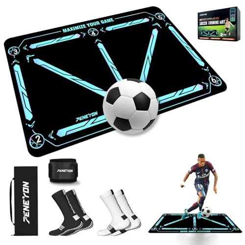 Soccer Training Equipment,Soccer Training Mat Improve Strength,Agility and Coordination,Anti-Slip Silent Absorption Soccer Footwork Training Mat,Soccer Trainer for Indoor/Outdoor Drills - style: Professional Set 47*31 IN - B