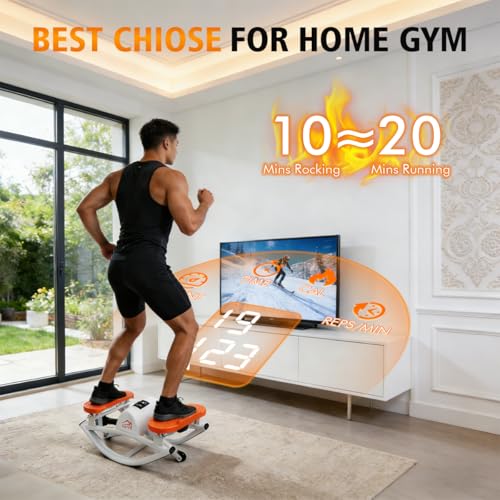 Rocking Stepper for Exercise at Home, Side-to-Side 3D Motion Stair Machine with Resistance Bands, Quiet Low-Impact Cardio Trainer, 380 lb Capacity
