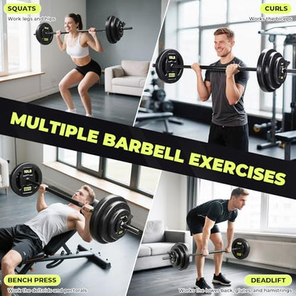 Barbell Weight Set, 45 LB Adjustable Free Weights Bar Set for Home Gym Strength Training, Full Body Workout, Muscle Building, Home Fitness Weight Lifting Equipment