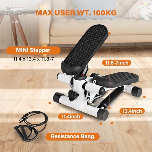 YSSOA Mini Stepper with Resistance Band - color: White
