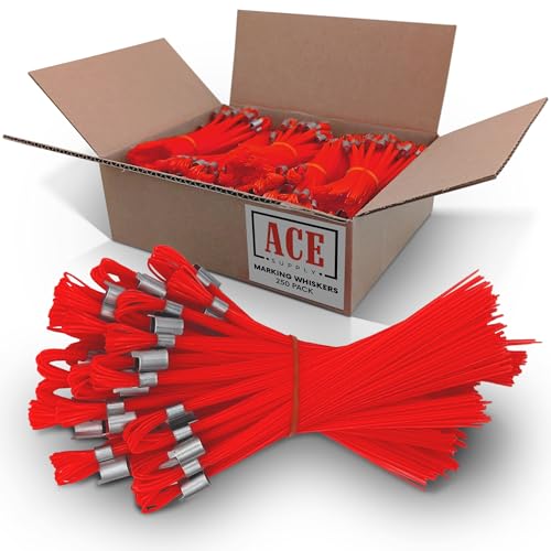 ACE Supply Red Marking Whiskers - 250 Pack - Durable Marking Whisker Set - Use Survey Whiskers As Survey Stakes, Construction Markers, Or Trail Markers - color: Red, size: 250 Pack
