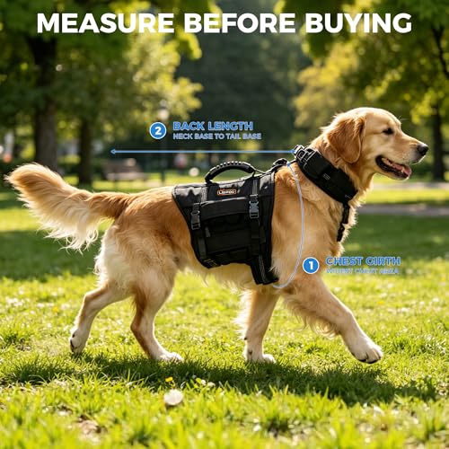 Weighted Dog Vest for Medium and Large Dogs, Adjustable Dog Weight Vest with Weighted Collar, 4 Removable Weight Blocks for Exercise, Walking, Strength Training & Conditioning（L）
