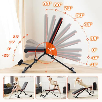 Adjustable Weight Bench for Home Gym, Foldable Workout Equipment for Full Body Strength Training, Incline Decline Sit-Up Bench for Chest, Shoulders, Arms Train, 795LBS Capacity