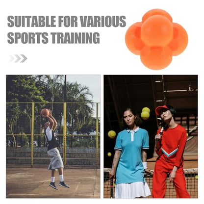 Cabilock Hexagonal Reaction Training Ball 7cm Orange Sports Reaction Ball for Hand-Eye Coordination and Agility Speed Reflex Training Baseball Basketball Equipment