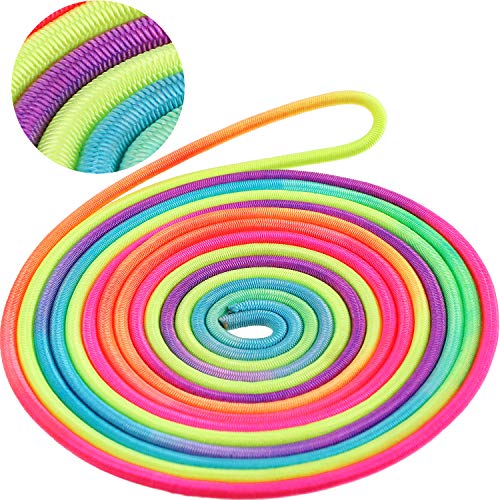 Gejoy 5 Pieces Chinese Jump Ropes Colorful Stretch Rope Elastic Rubber Twist Fitness Game for Outdoor Indoor Play Exercise Toys