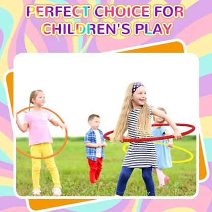 Syhood 12 Pcs Hoops for Kids Plastic, Green, Pink, Yellow, Orange - color: Green, Pink, Yellow, Orange