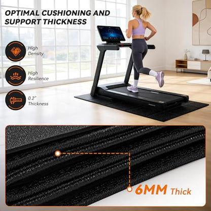 Treadmill Mat for Carpet &Hardwood Floors, 79" × 39.4" 0.25" Thick High Density, Non-Slip Fitness Equipment Mat, Mat for Under Treadmills, Elliptical, Exercise Bikes, Stationary Cycles - size: 78.7"L x 39.4"W x 0.3"Th