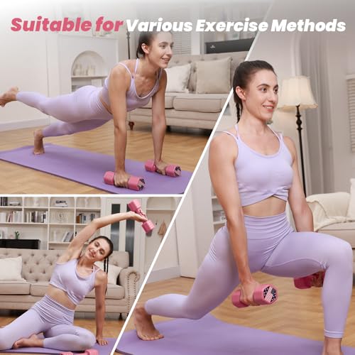 Zempox Adjustable Dumbbell Set of 2, 4 in 1 Hand Weights for Women at Home, 5 lb Weights Dumbbells set of 2, Each 2lb 3lb 4lb 5lb with TPU Soft Rubber Handle for Home Gym Exercise Training - color: Pink