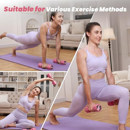 Zempox Adjustable Dumbbell Set of 2, 4 in 1 Hand Weights for Women at Home, 5 lb Weights Dumbbells set of 2, Each 2lb 3lb 4lb 5lb with TPU Soft Rubber Handle for Home Gym Exercise Training - color: Pink