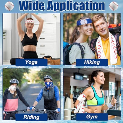 12 Pcs Baseball Cooling Towels 38x12 Inch Breathable Baseball Microfiber Ice Towel Fast Drying Workout Rags Bulk Sport Team Gift for Team Gym Running Coach Sport Party Favors(White,Blue)