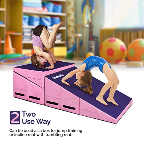 Matladin Incline Gymnastics Wedge Mat, Folding Gymnastics Mat for Kids Girls Home Training Exercise