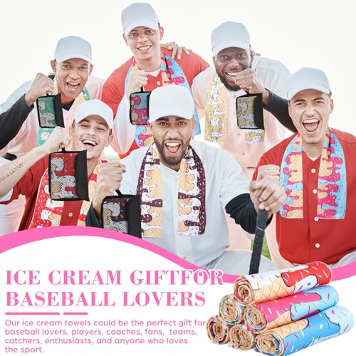12 Pcs Cooling Towel with Mesh Storage Bag and D Ring Hook, 40" x 12" Soft Breathable Chilly Microfiber Sport Towels for Yoga Running Gym Workout Sport Party Favors Team Gift(Ice Cream Drip) - style: Ice Cream Drip
