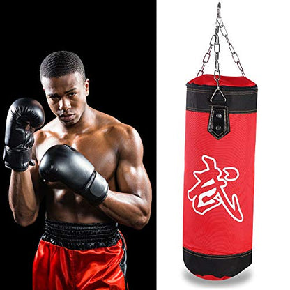 Bnineteenteam Heavy Punching Bag,Training Boxing Bag with Chain for Adults Men Women(Empty) - color: Red, size: 60 cm