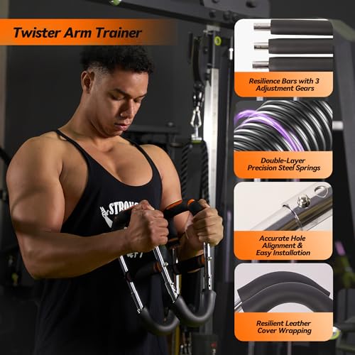 Twister Arm Trainer, Adjustable Chest Workout Equipment with 6 Resistance Levels Springs (30-160 Lbs), Arm Trainer for Men & Women, Detachable Home Gym Fitness Trainer with Anti-Slip Handles - color: Orange 30-60, 90-120, 120-160 lbs