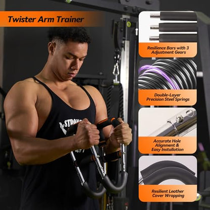 Twister Arm Trainer, Adjustable Chest Workout Equipment with 6 Resistance Levels Springs (30-160 Lbs), Arm Trainer for Men & Women, Detachable Home Gym Fitness Trainer with Anti-Slip Handles - color: Orange 30-60, 90-120, 120-160 lbs