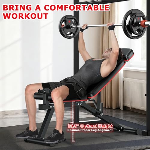 XDDIAS Workout Bench, Adjustable Weight Bench with Leg Extension and Leg Curl, Extended Headrest, 900LBS Preacher Curl Bench Incline Decline Flat Workout Bench for Home Gym Full Body Exercise