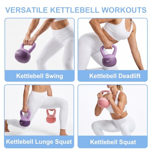 Soft Kettlebell for Women 5lb 10lb 15lb 20lb 25lb, Sand Filled Quiet Floor-Friendly Kettlebell, Anti-Slip Home Gym Fitness Equipment for Apartment Postpartum Recovery